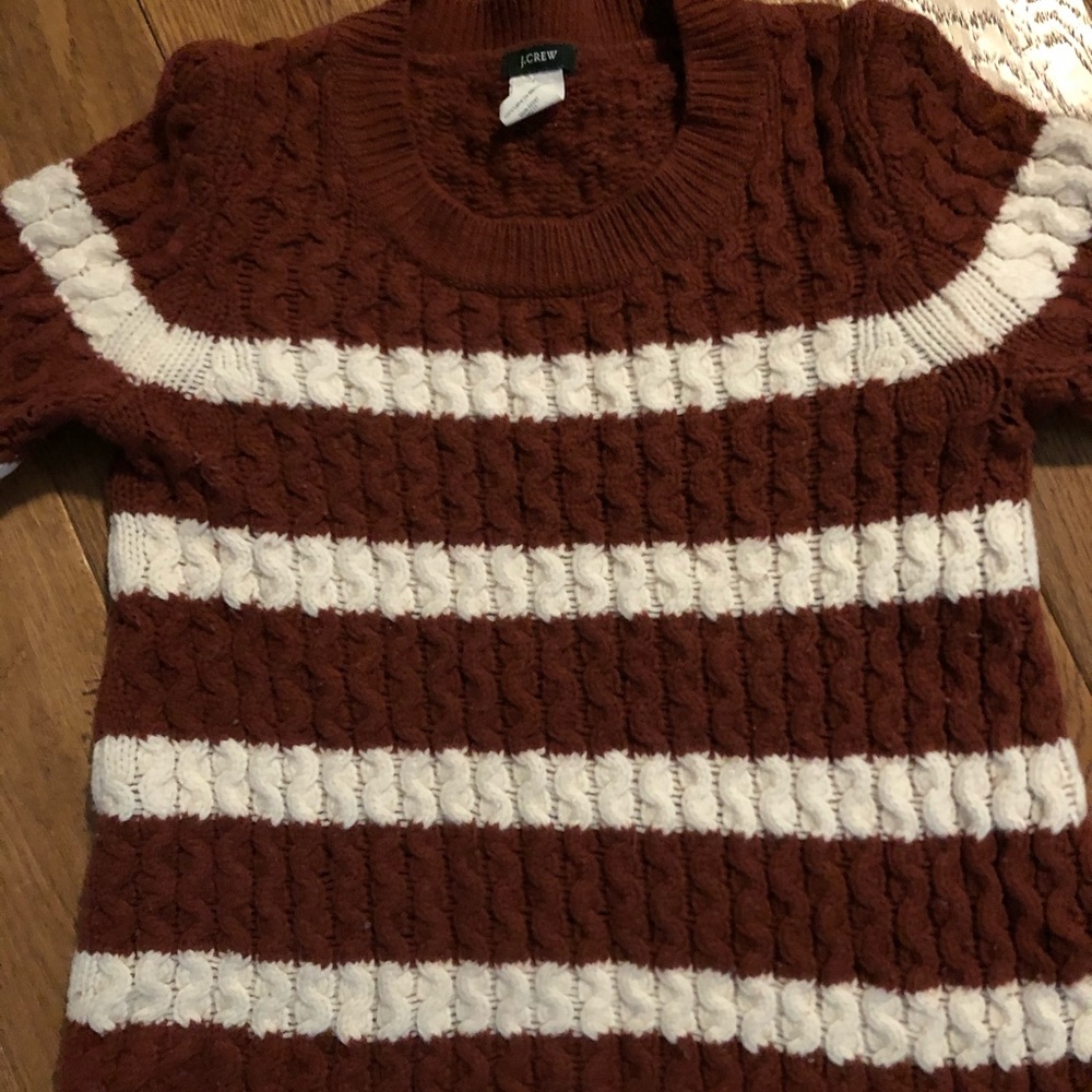 JCrew Maroon and White striped sweater